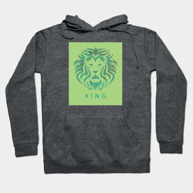 'KING' Lion Head - Green Hoodie by sleepingdogprod